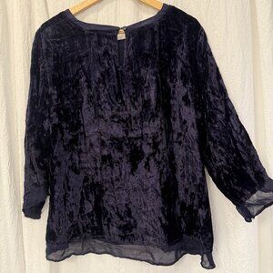 South Main Women Crushed Velvet Top Size XL Whimsigoth Fairy Glam Holiday Blue